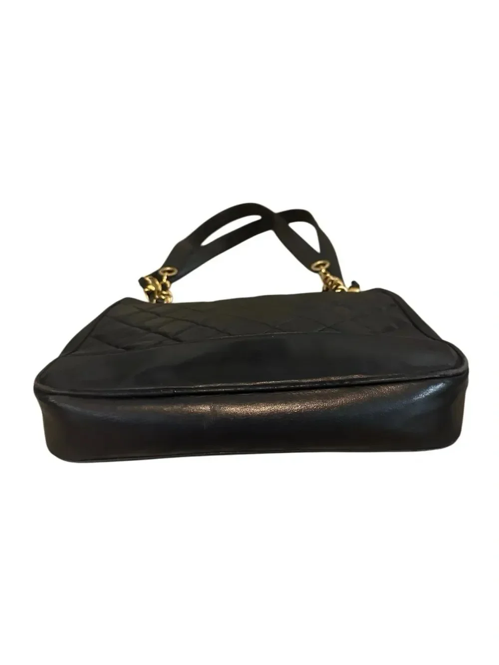 CHANEL Black Quilted Leather Shoulder Bag with Gold Hardware